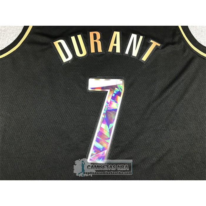 Camiseta Golden Edition Brooklyn Nets Kevin Durant NO 7 2021-22 Negro